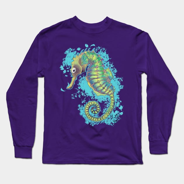 Seahorses - Steed of the depths Long Sleeve T-Shirt by KyasSan